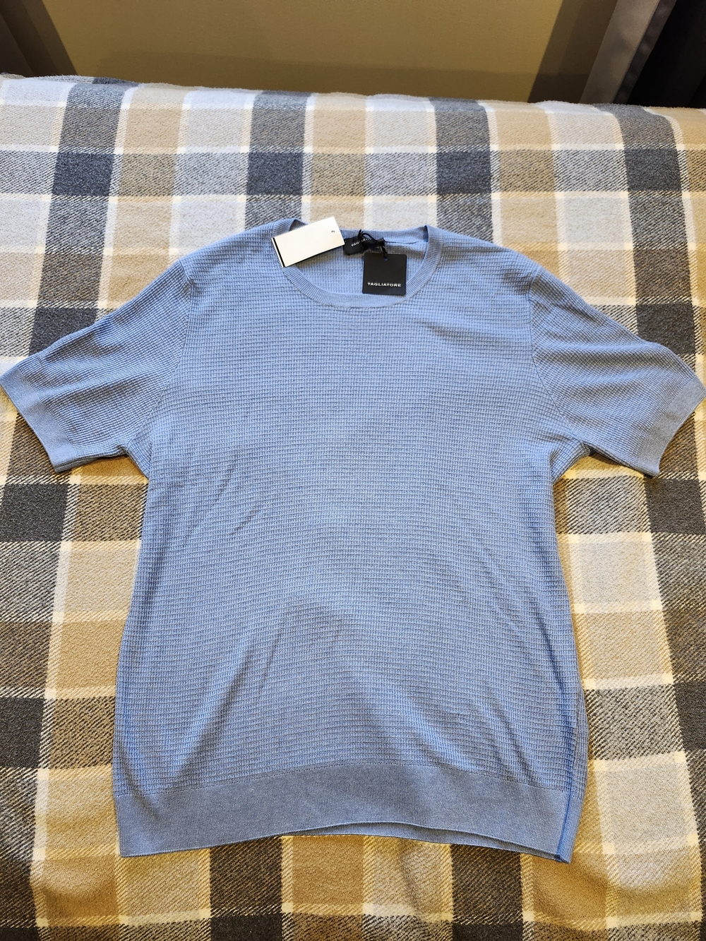 TAGLIATORE Men's Light Blue Short Sleeve Knit Top